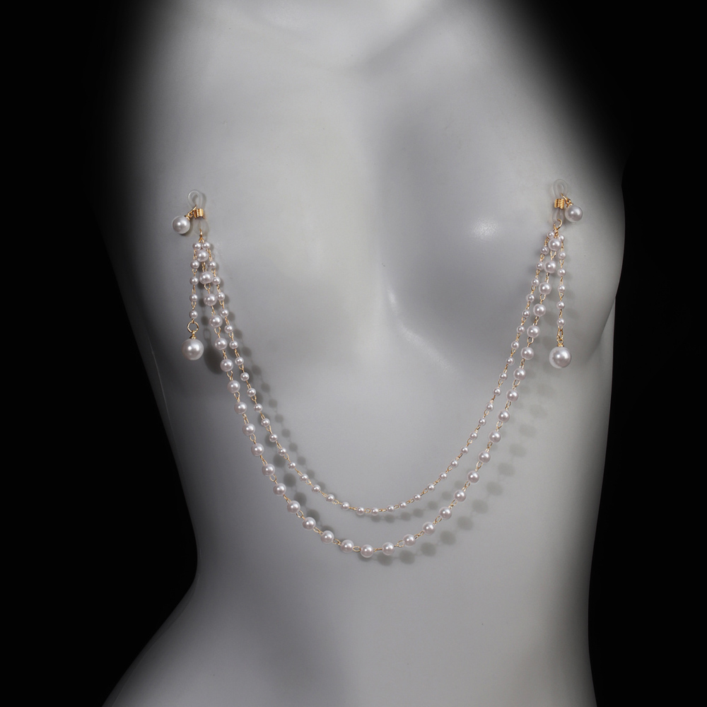 Body Jewelry Retainers - Цепочка на грудь с имитацией жемчуга