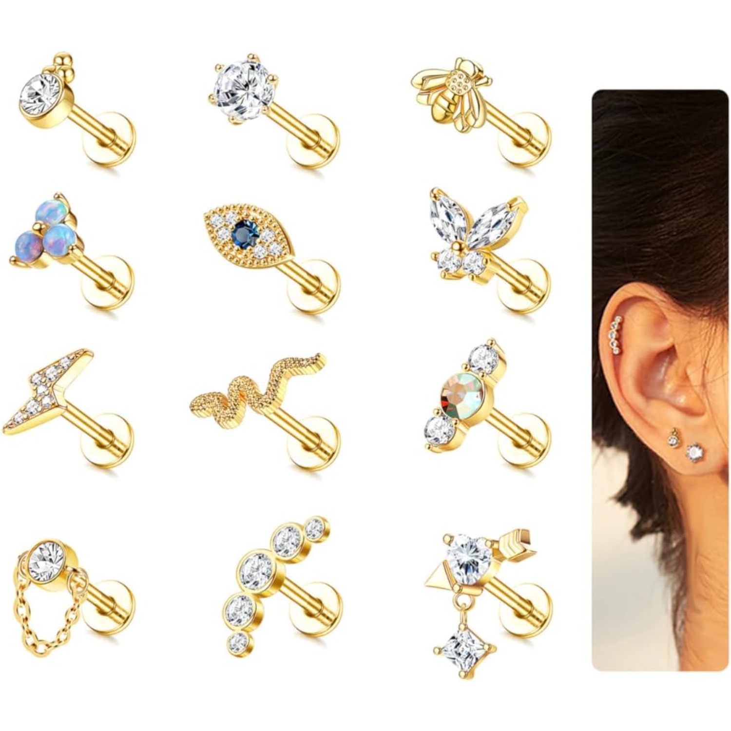 Body Jewelry Surgical Steel - Bobisty 1 шт. серьги-гвоздики для хряща