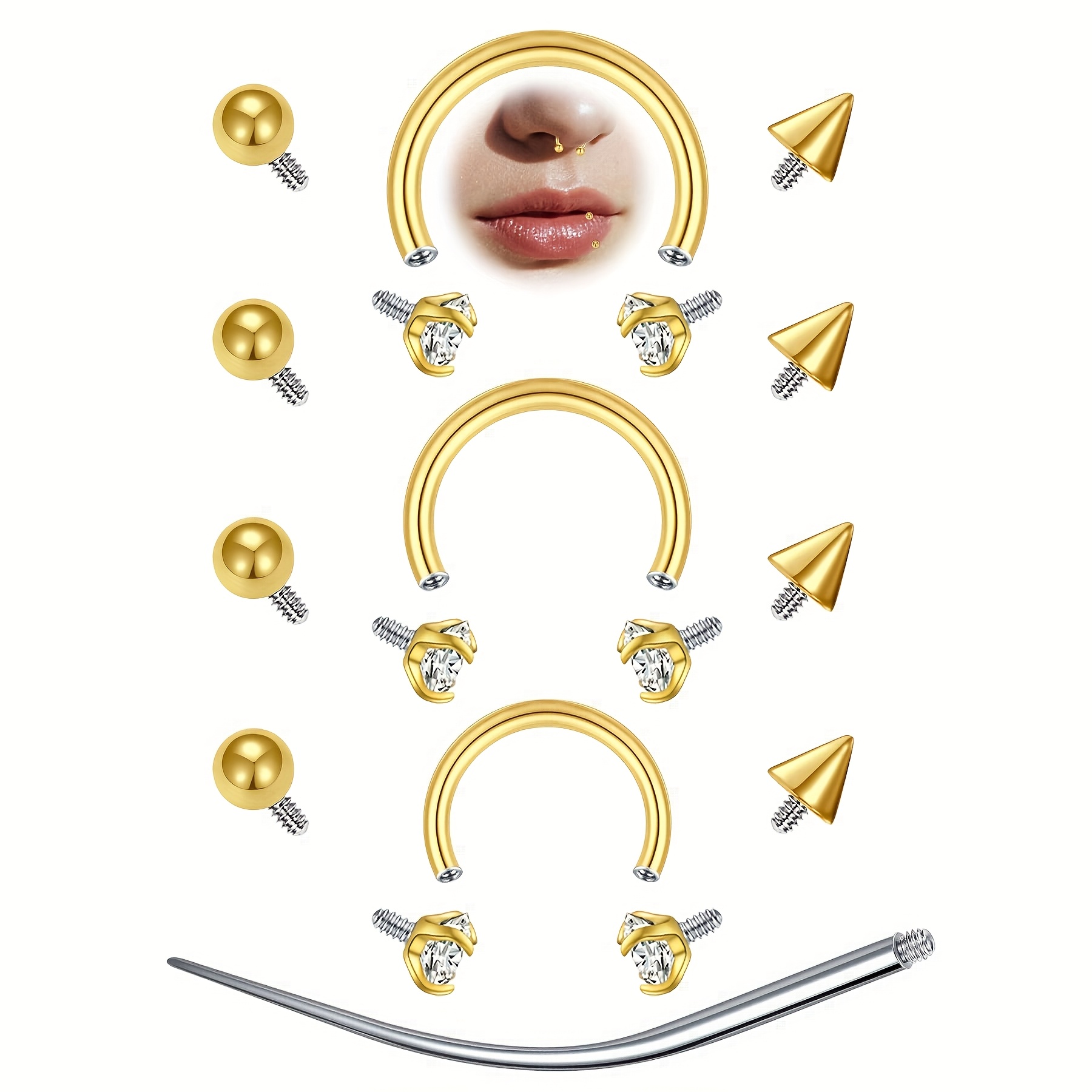 Body Jewelry Replacement Ball - 12 шт., 16 г, кольца для