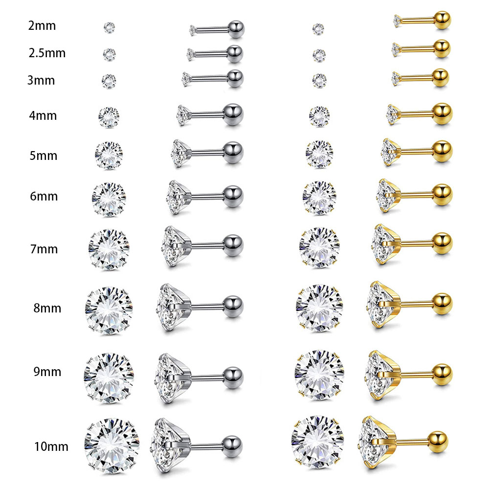 Body Jewelry Surgical Steel - 1 пара, женские серьги-гвоздики из хирургической