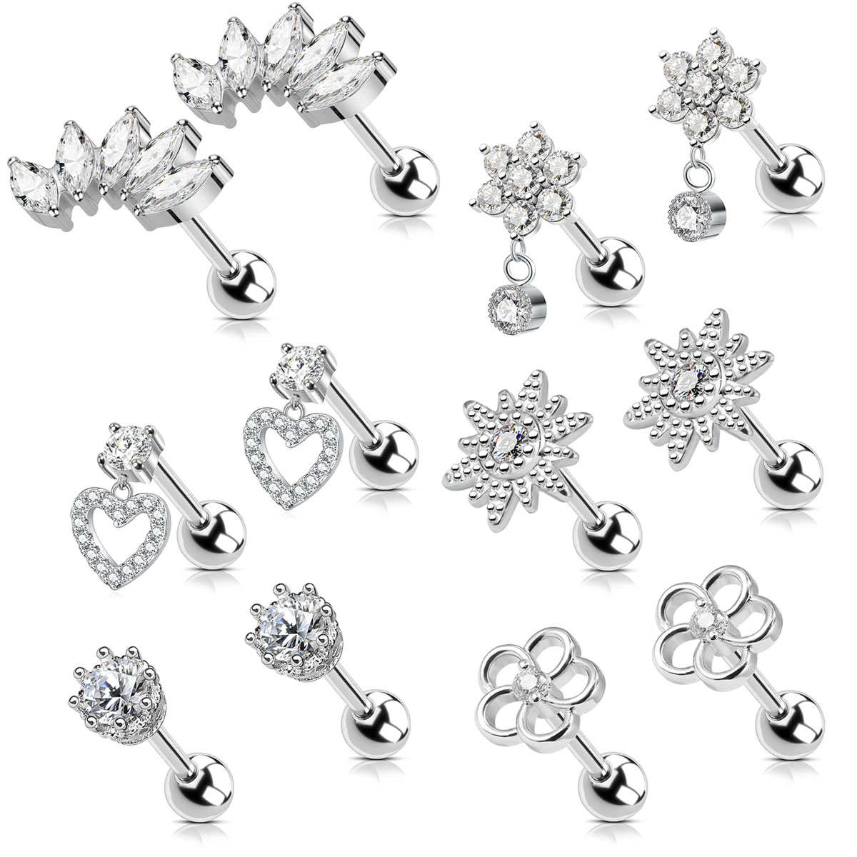 2 шт., серьги-гвоздики для хря – обзор и цена Body Jewelry Surgical Steel