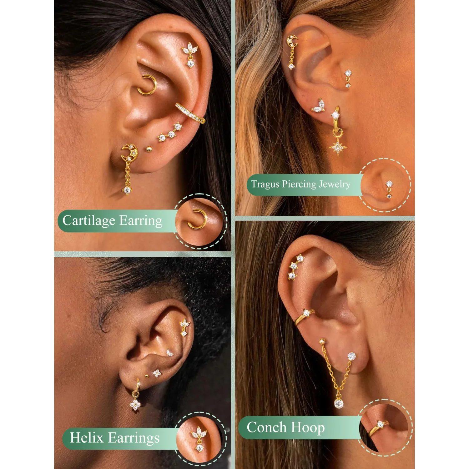 Серьги-гвоздики для хряща, 16  – обзор и цена Body Jewelry Surgical Steel